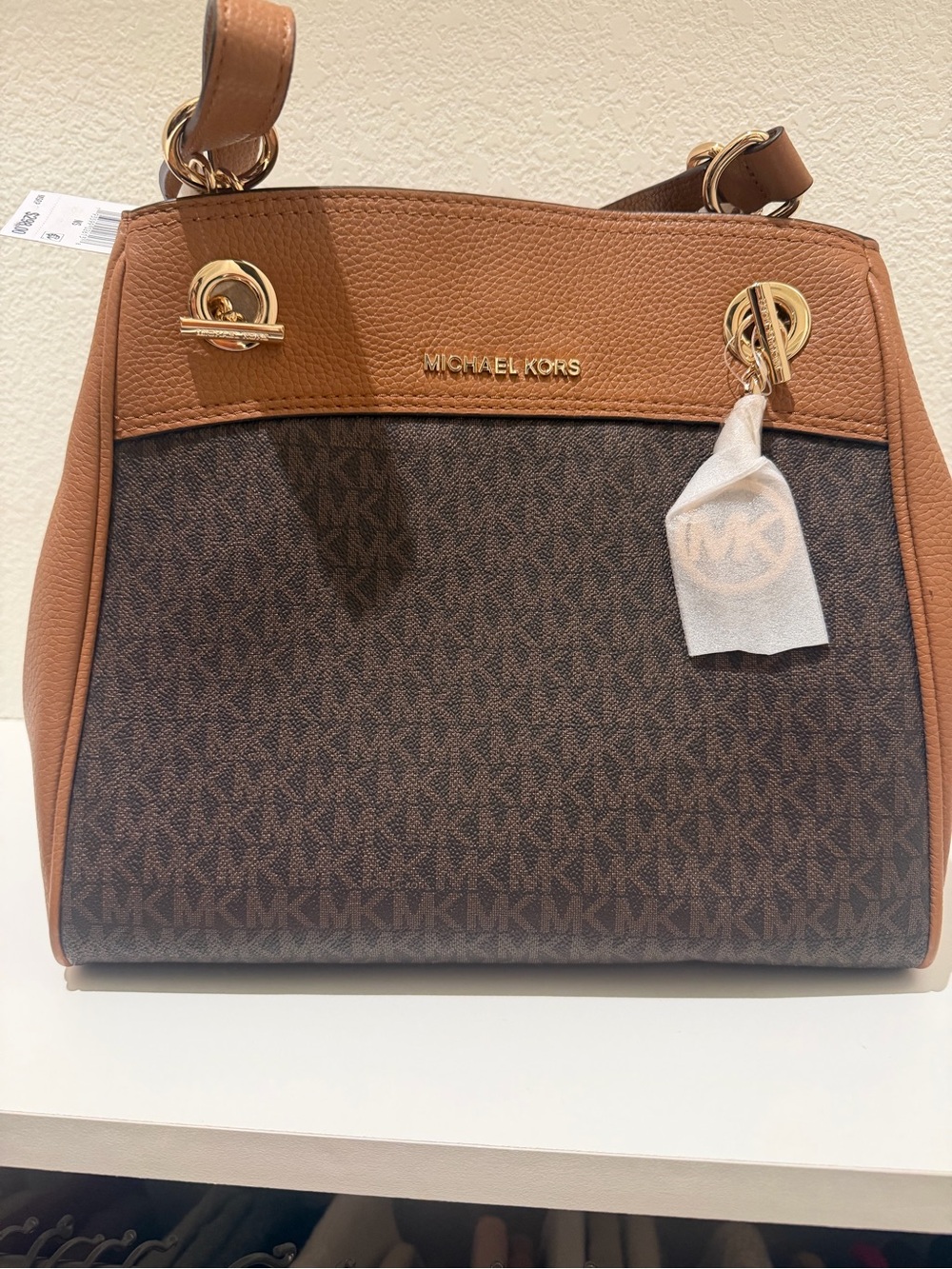 Michael Kors Brown & Tan MK Signature Shoulder Bag